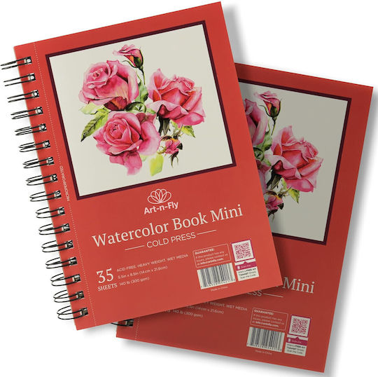 Set 2 Carnete de schițe pentru acuarelă Art-n-fly A5 300 G/m² 35 file Spiralate Hârtie Albă 21,50 x 14 cm