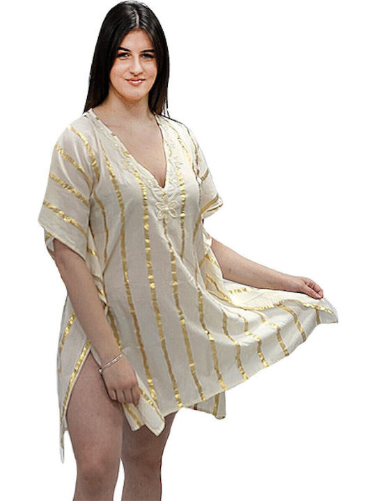 Ammos Feminin Caftan de Plajă White, Beize