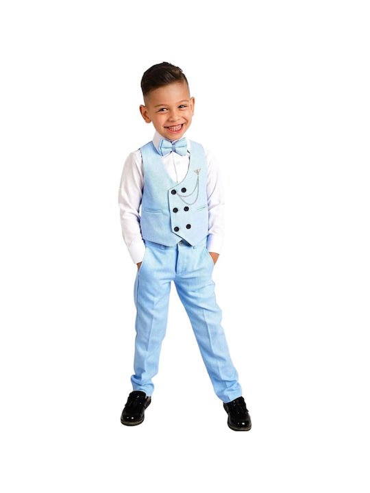 TakTakBaby Boys Baptism Suit with Vest 5pcs Light Blue