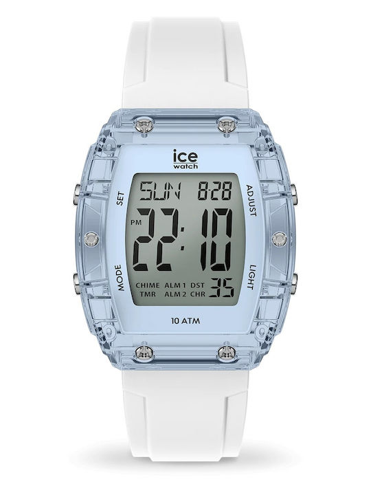 Ice Small Digital Womens Watch 38mm Battery with White Rubber Strap