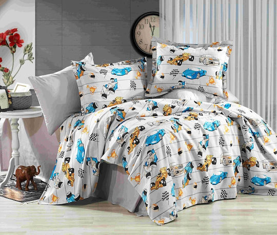 MayHome Set Kids Duvet Cover Single with Pillowcase Cotton Gray 160x240cm