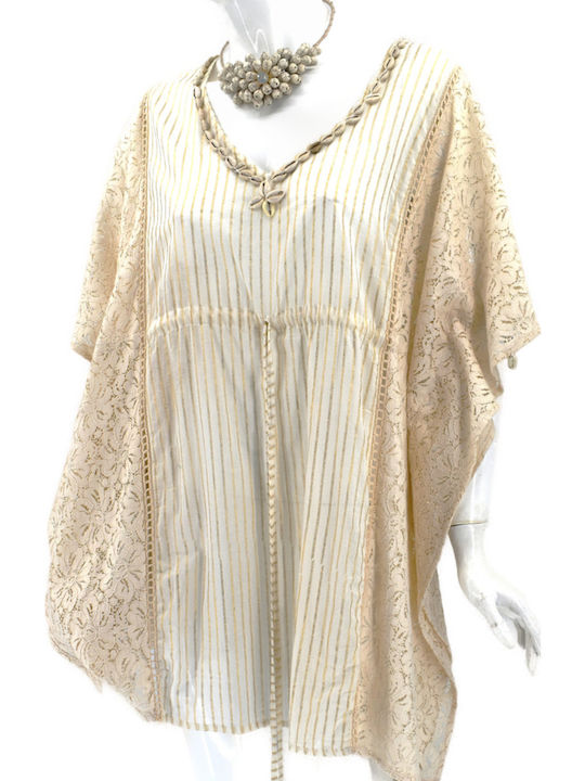Ammos Damenbademode Kaftan Beige