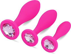 Smd Smoothie Triple Butt Plug Set Πρωκτική Σφήνα Σετ 3 S M L Pink Silver Diamond Smd Smoothie Triple Butt Plug Set Πρωκτική Σφήνα Σετ 3 S M L Pink Silver Diamond