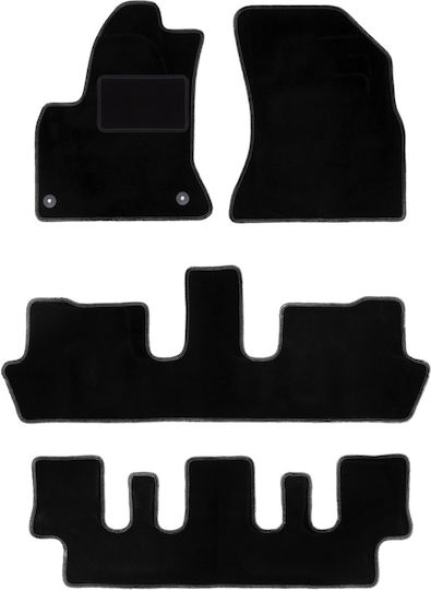 Covorașe de podea din catifea neagră Citroen C4 Grand Picasso 7 locuri 2006-2013