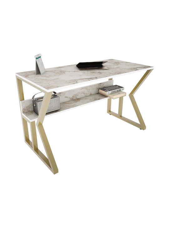 Schreibtisch Wake Holzoptik Marmor Weiß 120x60x...