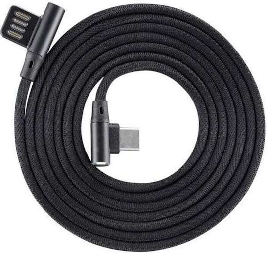 Sbox Unghi (90°) / Braided USB 2.0 Cablu USB-C bărbătesc - USB-A Negru 3m (USB-C-90-B)