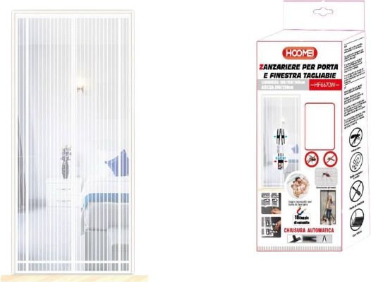 Hoomei Pet Friendly Door Mosquito Net with Velcro with Magnetic Clasp White 240x160cm