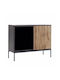 Sideboard Mystery Wooden with Mirror Natural Dark Black 104x39x83cm