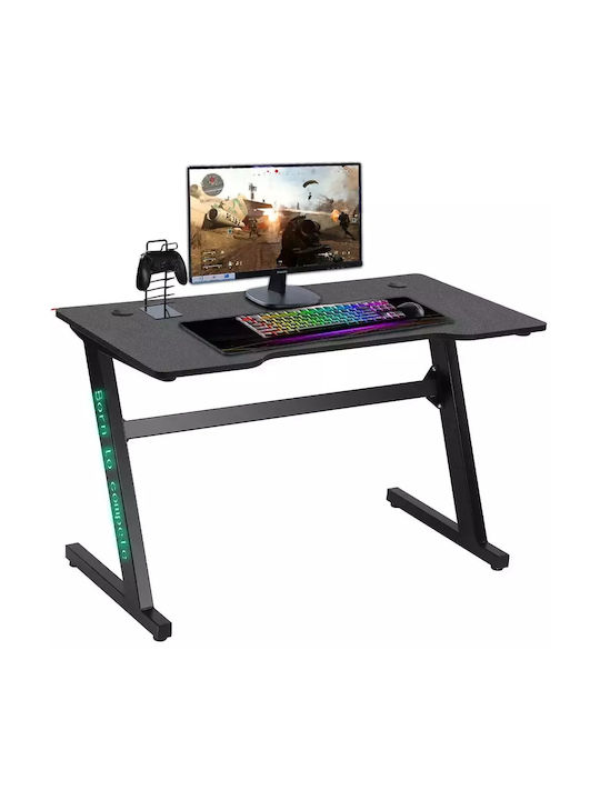 Gaming Office Wooden Pink with Metal Legs & LED 80x30x73cm