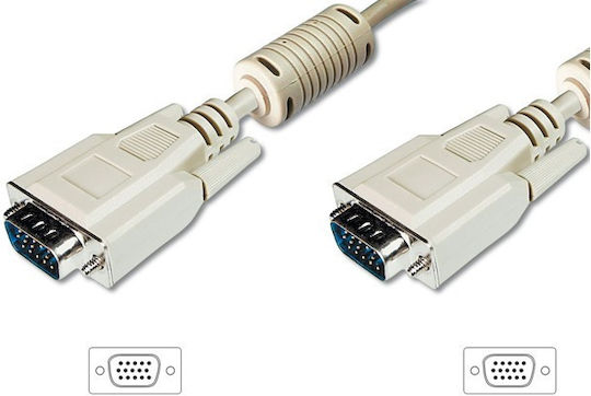 Assmann DK-310103-018-E VGA-Kabel M auf VGA M 1,8 m Weiß mit Ferrit-Schutz