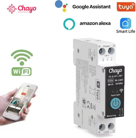 Rail WiFi Panel Push Switch 230V 63A