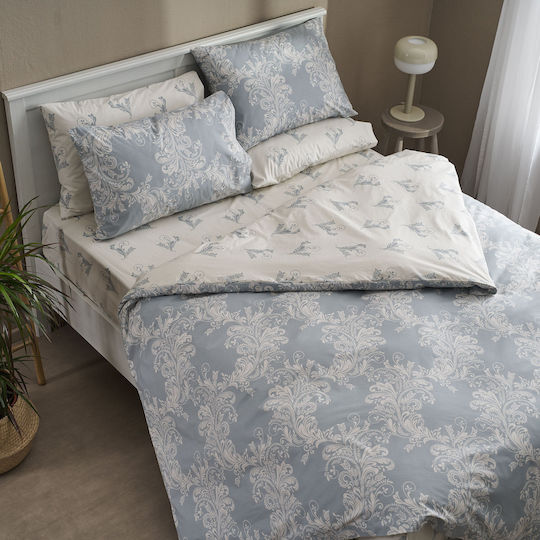 Charalambidis Textiles Δαντέλα Σετ Μαξιλαροθήκες Oxford Γαλάζιο 50x70εκ.