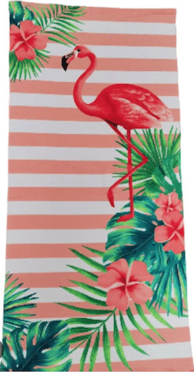Join 0556 Beach Towel Red Flamingo Microfibre 70x140 Striped