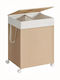 Songmics Wicker Laundry Basket 100lt with Cap 46.5x37.5x65cm Beige