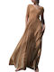 Καλοκαιρινό Maxi Φόρεμα Light Brown-beige