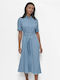 Summer Midi Shirt Dress Light Blue