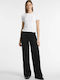 Women's High-waisted Fabric Trousers in Loose Fit Black