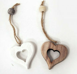 Heart Pierced Thick 6cm Cord Bead White 1pc