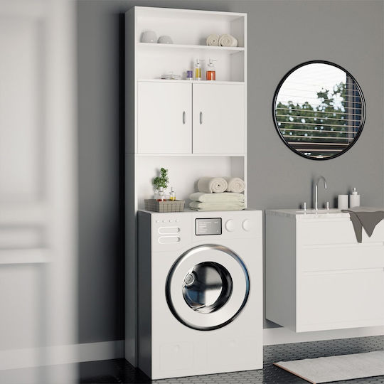 Bakaji Floor Bathroom Shelf Wooden 63x20x185cm White Bakaji Floor Bathroom Shelf Wooden 63x20x185cm White
