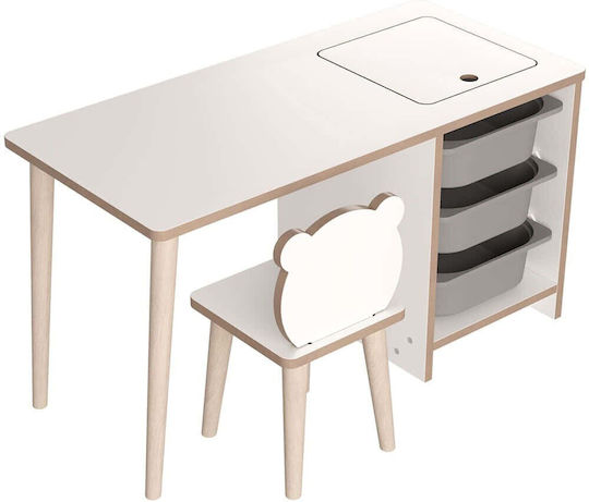 Kinderschreibtisch aus Melamin Weiß 90x42x50cm