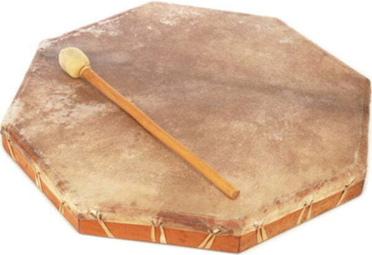 Terre Tambourine Shaman Drum Octagon 24 Inches with Natural Leather