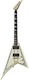 Jackson Pro Rhoads Electric Guitar Flying V with HH Pickup Configuration ivory with Βlack Stripes