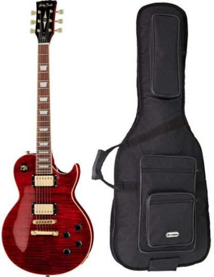 Harley Benton Ηλεκτρική Κιθάρα Single Cut με HH Διάταξη Μαγνητών Black Cherry Flame με Θήκη