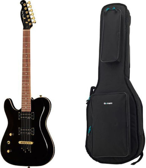 Harley Benton Chitară Electrică pentru Stângaci Tăietură unică cu HH Configurație Doze Translucent Black cu Husă