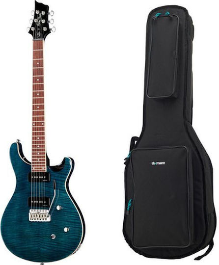 Harley Benton Benton Set Chitară Electrică Stratocaster cu 2xP90 Configurație Doze Ocean Flame High Gloss cu Husă