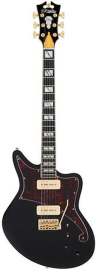 D'Angelico Deluxe Bedford Solid Black Ηλεκτρική Κιθάρα Offset Μαύρη