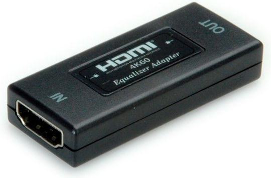 Roline Повторител 14.99.3459 HDMI женски към HDMI женски 3840x2160 @60Hz 20м макс 15м вход + 5м изход черен