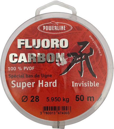 Powerline Super Hard Fluorocarbon Fishing Line 50m Transparent 0.35mm