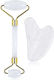 Gua Sha Jade Roller Set Macvi Facial Body Massage Skin Rejuvenation Lymphatic Drainage White