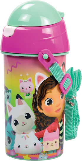 Gim Gabby's Dollhouse Kinder Trinkflasche Thermos Gabby Kunststoff mit Stroh Graue 500ml