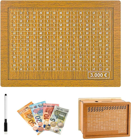 Cutie de Bani din Lemn pentru Economii Cu Numere Verificabile 17 X 12.5 X 7 Cm Reutilizabilă