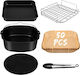 Set de Accesorii pentru Prăjitoare cu Aer 6 Piese Compatibile cu Modelele Cosori Airfryer 5.5 L Xxl 5.5 Litri Piatra Pătrat Xl Tava de Copt Grătar Hârtie de Copt Pincet Suport din Silicon