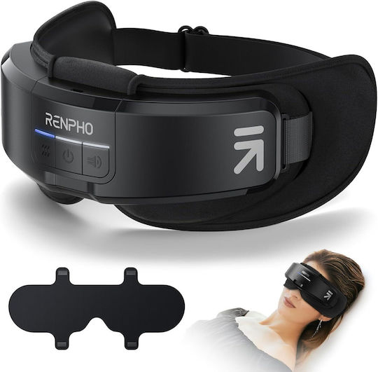Dispozitiv De Masaj Pentru Ochi 2 În 1 Mască De Somn 3 Niveluri De Presiune 3 Setări De Căldură Muzică Ambientală Bluetooth Usb Reîncărcabilă Baterie 1500 Mah Căptușeală Spălabilă Neagră