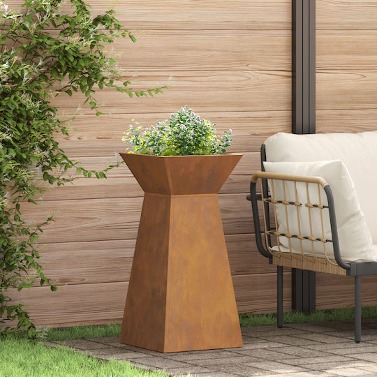 vidaXL Ghiveci De Flori Metalic Gri 35x35x73cm