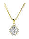 Brizzling Halskette Rosette aus Vergoldet Silber mit Diamant