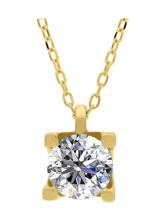 Brizzling Necklace Solitaire from Gold Plated Silver with Diamond