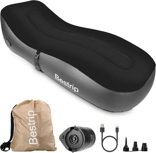 Saltea Gonflabilă cu Pompa Integrată 180 X 70 X 50 Cm Capacitate 150 Kg Design Ergonomic Camping Utilizare Interioară și Exterioară Negru