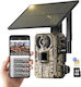 4g Trail Camera Solar Panel Motion Sensor Night Vision 170° Angle Camera Live Streaming Ip66 Waterproof App Control Sim Card 32gb Card Included Brown
