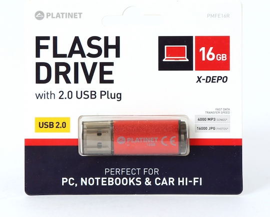 Platinet Pendrive 16GB USB 2.0 Stick Roșu