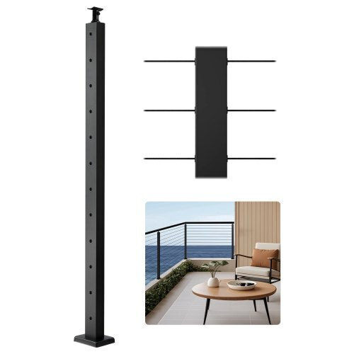 Vevor Στήριγμα για Περίφραξη Κήπου από Χάλυβα 42x2x2εκ. Μαύρο