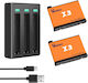 Set 2 Baterii 1800 Mah Insta360 X3 Stație de Încărcare cu 3 Sloturi Indicator Led Cu Porturi Micro Usb Usb C Compatibil Insta360 One X3