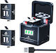 Set 2 Baterii 1800 Mah Încărcător cu 3 Canale Ecran LCD GoPro Hero 11 Black Hero 10 Black Hero 9 Black Homesuit Enduro