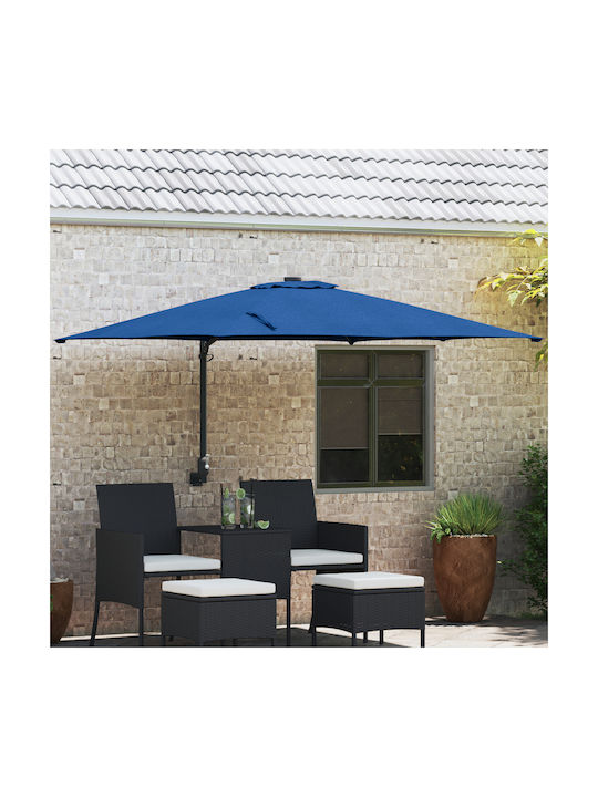 Umbrelă De Perete Pătrată Metalică Albastră 3x3xÎ1.6m