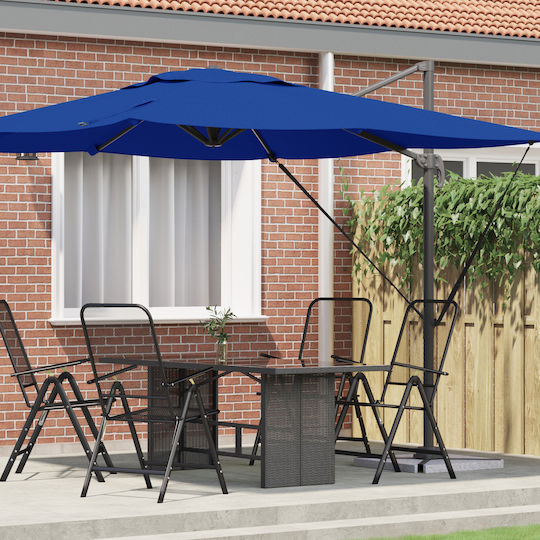 Hängender Aluminium Garten- und Terrassen-Sonnenschirm Blau 3x3xHöhe 2,65 m