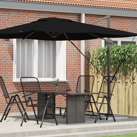 Hanging Aluminum Parasol Black 2.86x2.85xHeight 2.65m