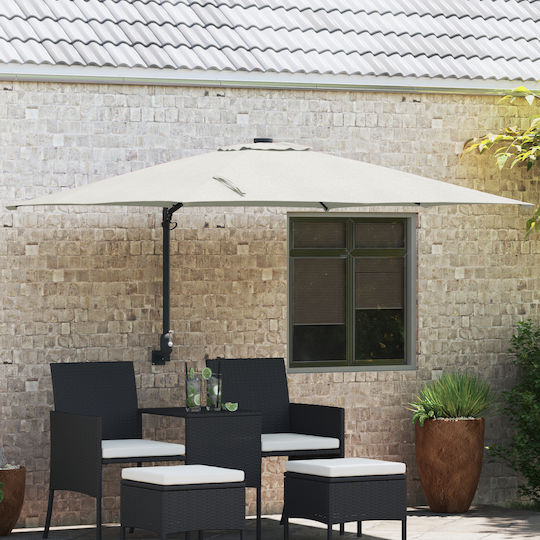 Wandmontierte Quadratische Aluminium Garten- und Terrassen-Sonnenschirm Beige 2,5x2,5xHöhe 1,6 m